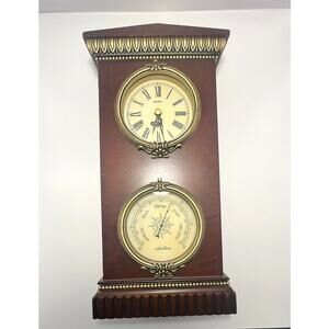 Vintage Seth Thomas Quartz Side by Side Clock/Barometer Desk Untested